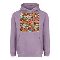 Lavender western cow with hay and flowers seamless pattern Heavyweight Hoodie - FaDigitalArtStudio