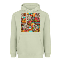 Matcha western cow with hay and flowers seamless pattern Heavyweight Hoodie - FaDigitalArtStudio