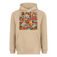 Mushroom western cow with hay and flowers seamless pattern Heavyweight Hoodie - FaDigitalArtStudio