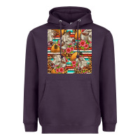 Plum western cow with hay and flowers seamless pattern Heavyweight Hoodie - FaDigitalArtStudio