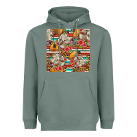 Sage western cow with hay and flowers seamless pattern Heavyweight Hoodie - FaDigitalArtStudio
