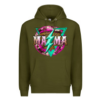 Army Green mama life and thunderbolt Premium Hoodie - JahusDesignShop