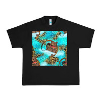 Black Mama Bear Hunting Fish With Leopard Seamless Pattern Urban Heavy Tee - BundleAndBundleShop