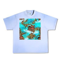 Grape Ice Mama Bear Hunting Fish With Leopard Seamless Pattern Urban Heavy Tee - BundleAndBundleShop