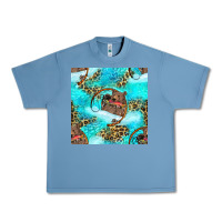 Pebble Blue Mama Bear Hunting Fish With Leopard Seamless Pattern Urban Heavy Tee - BundleAndBundleShop