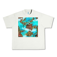 Pistachio Mama Bear Hunting Fish With Leopard Seamless Pattern Urban Heavy Tee - BundleAndBundleShop