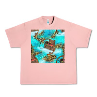 Salmon Mama Bear Hunting Fish With Leopard Seamless Pattern Urban Heavy Tee - BundleAndBundleShop