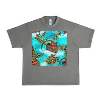 Tornado Mama Bear Hunting Fish With Leopard Seamless Pattern Urban Heavy Tee - BundleAndBundleShop