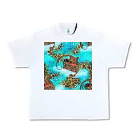 White Mama Bear Hunting Fish With Leopard Seamless Pattern Urban Heavy Tee - BundleAndBundleShop