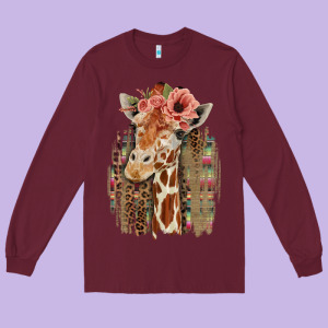 Giraffe With Floral Long Sleeve Tee Designed By Bettercallsaul