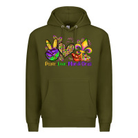 Army Green peace love mardi gras olivia Premium Hoodie - OliviaCreatesArt