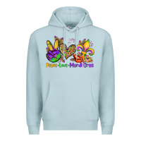 Blue Mist peace love mardi gras olivia Premium Hoodie - OliviaCreatesArt