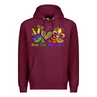 Burgundy peace love mardi gras olivia Premium Hoodie - OliviaCreatesArt