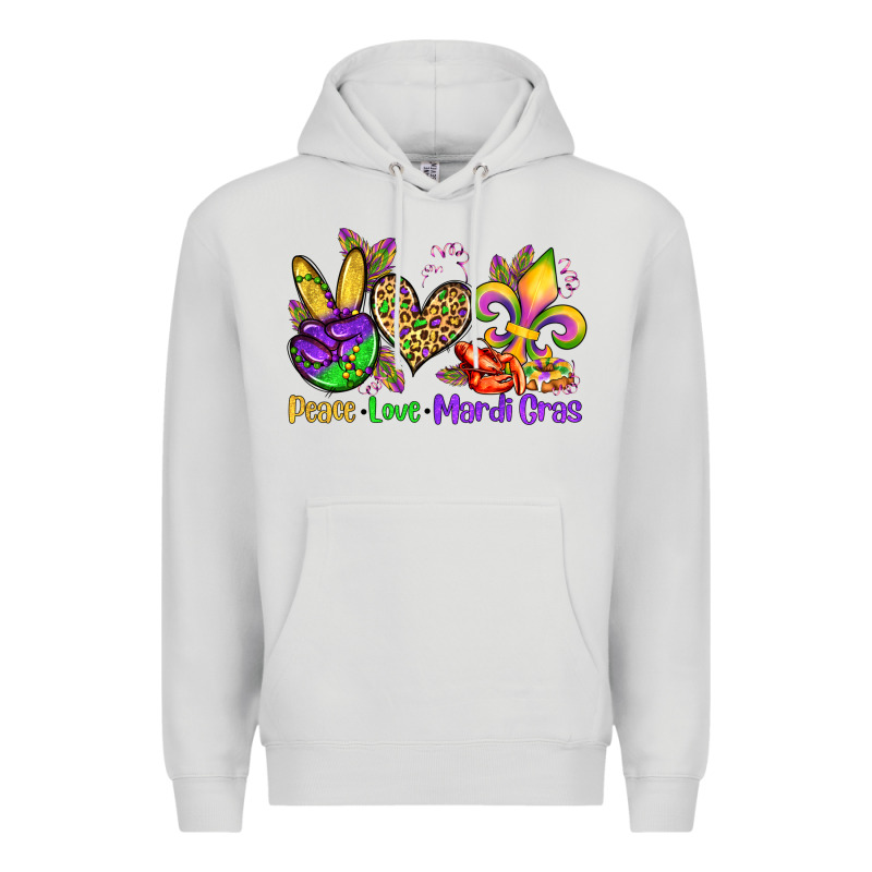 Peace Love Mardi Gras Olivia Premium Hoodie by OliviaCreatesArt | Teevron
