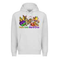 Dove Grey peace love mardi gras olivia Premium Hoodie - OliviaCreatesArt