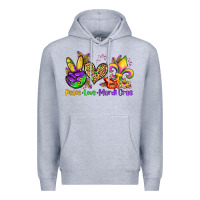 Heather Grey peace love mardi gras olivia Premium Hoodie - OliviaCreatesArt