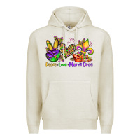 Oatmeal Heather peace love mardi gras olivia Premium Hoodie - OliviaCreatesArt