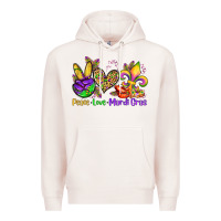 Pale Pink peace love mardi gras olivia Premium Hoodie - OliviaCreatesArt