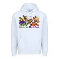 White peace love mardi gras olivia Premium Hoodie - OliviaCreatesArt