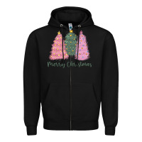 Black merry christmas trees Zipper Hoodie - CowGirlArtShop