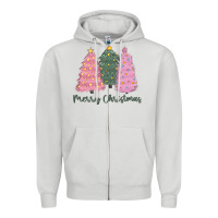 Dove Grey merry christmas trees Zipper Hoodie - CowGirlArtShop