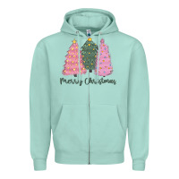 Seafoam merry christmas trees Zipper Hoodie - CowGirlArtShop