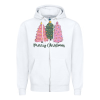 White merry christmas trees Zipper Hoodie - CowGirlArtShop