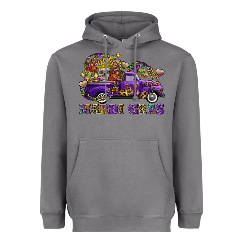 Mardi Gras Skull Truck Heavyweight Hoodie by FaDigitalArtStudio | Teevron