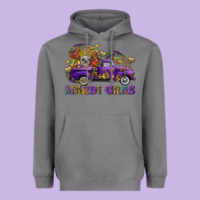 Mardi Gras Skull Truck Heavyweight Hoodie Designed By Fadigitalartstudio
