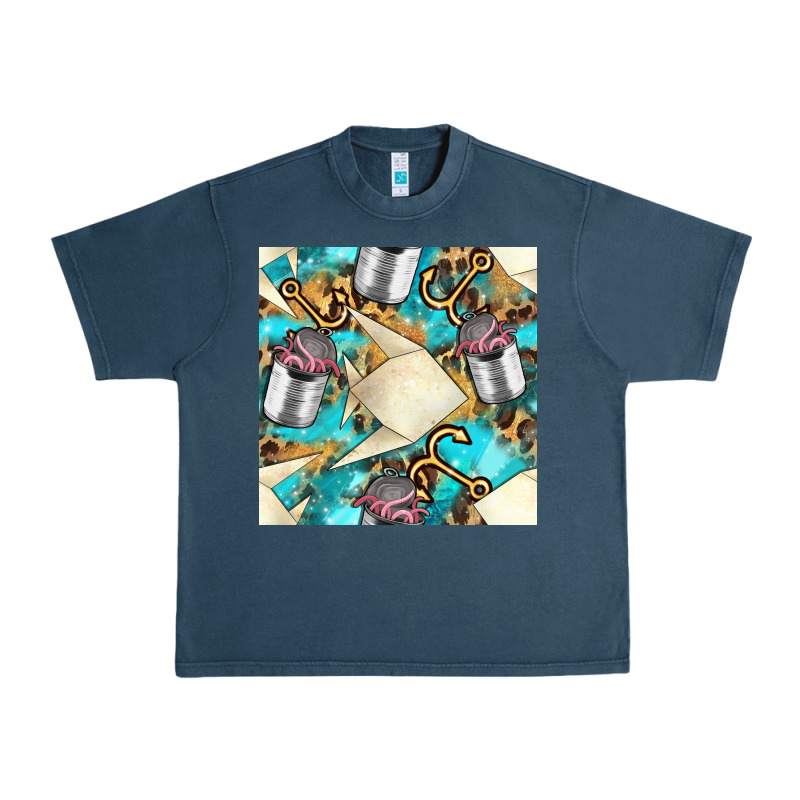 Paper Fish And Canned With Anchor Seamless Pattern Pbs Urban Heavy Tee by BundleAndBundleShop | Teevron