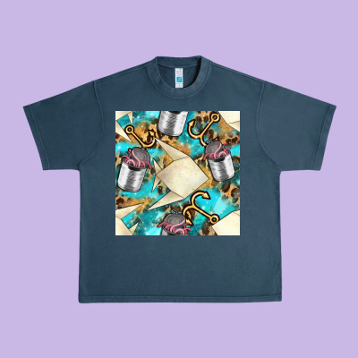 Paper Fish And Canned With Anchor Seamless Pattern Pbs Urban Heavy Tee Designed By Bundleandbundleshop