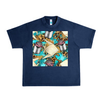 Navy Paper Fish And Canned With Anchor Seamless Pattern Pbs Urban Heavy Tee - BundleAndBundleShop