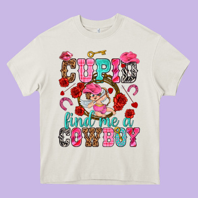 Cupid Find Me A Cowboy Heavy Core Tee Designed By Nancycooperartshop