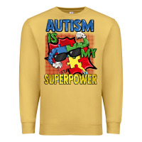 Antique Gold Autism is my superpower Autism Awareness Day Premium Sweatshirt - FaDigitalArtStudio