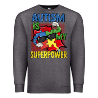 Charcoal Heather Autism is my superpower Autism Awareness Day Premium Sweatshirt - FaDigitalArtStudio