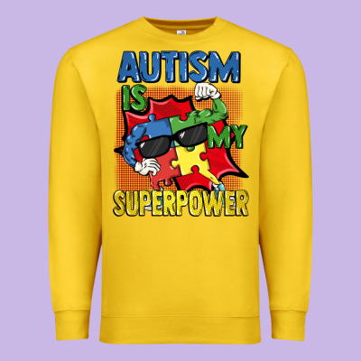 Autism Is My Superpower Autism Awareness Day Premium Sweatshirt Designed By Fadigitalartstudio