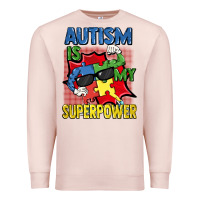 Pale Pink Autism is my superpower Autism Awareness Day Premium Sweatshirt - FaDigitalArtStudio