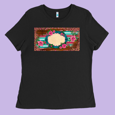 Western Pink Flovers Leopard Serape   License Plate Template Ladies Tee Designed By Barkaloodesign