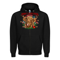 Black mooey christmas Zipper Hoodie - CowGirlArtShop