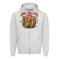 Dove Grey mooey christmas Zipper Hoodie - CowGirlArtShop