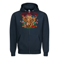 Navy mooey christmas Zipper Hoodie - CowGirlArtShop