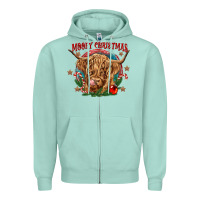Seafoam mooey christmas Zipper Hoodie - CowGirlArtShop