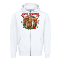 White mooey christmas Zipper Hoodie - CowGirlArtShop