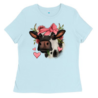 Baby Blue valentines day cow Ladies Tee - Jasminsmagicworld