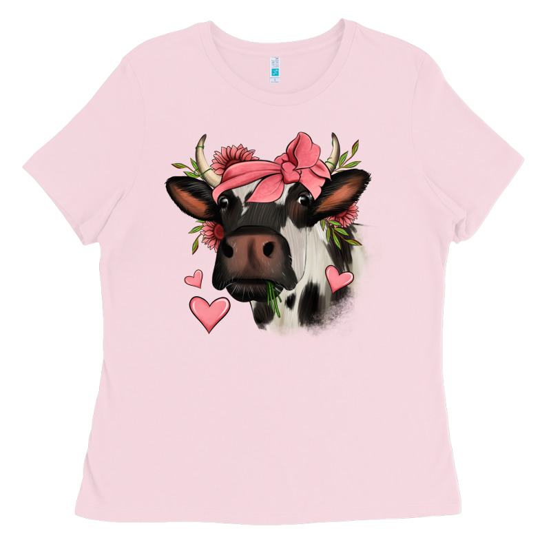 Valentines Day Cow Ladies Tee by Jasminsmagicworld | Teevron