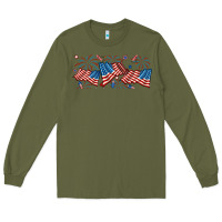 Army Green fourth of july american flag Long Sleeve Tee - RanaPortraitStore