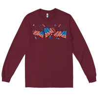 Burgundy fourth of july american flag Long Sleeve Tee - RanaPortraitStore