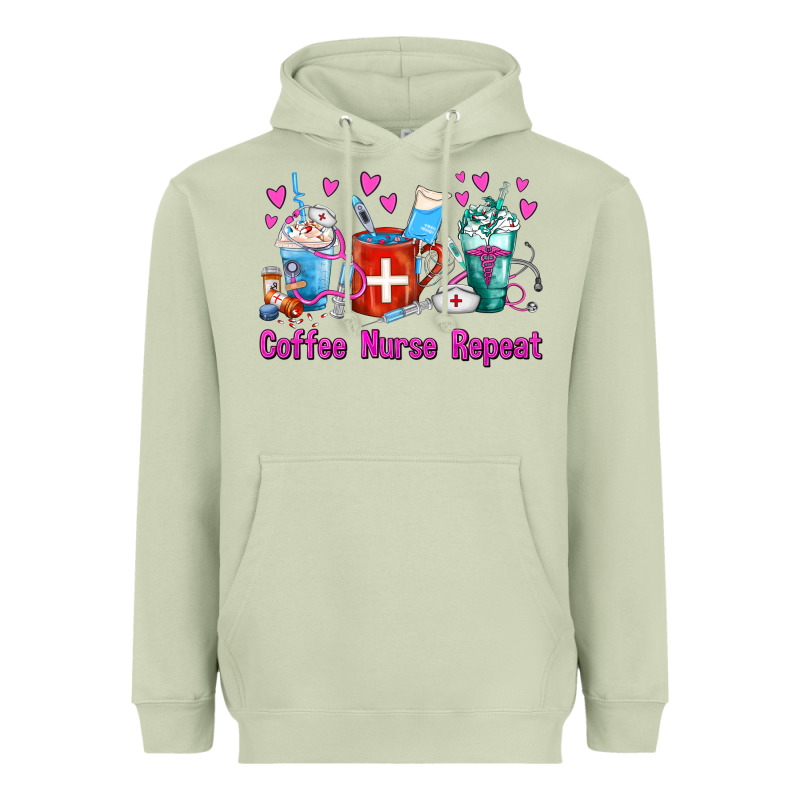 Coffee Nurse Repeat Nurse Coffee Cups Heavyweight Hoodie by FaDigitalArtStudio | Teevron