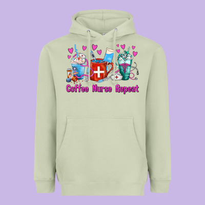 Coffee Nurse Repeat Nurse Coffee Cups Heavyweight Hoodie Designed By Fadigitalartstudio