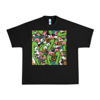 Black Western Cactus And Turquoise Gemstone With Leopard And Cowhide Seamles Urban Heavy Tee - BundleAndBundleShop